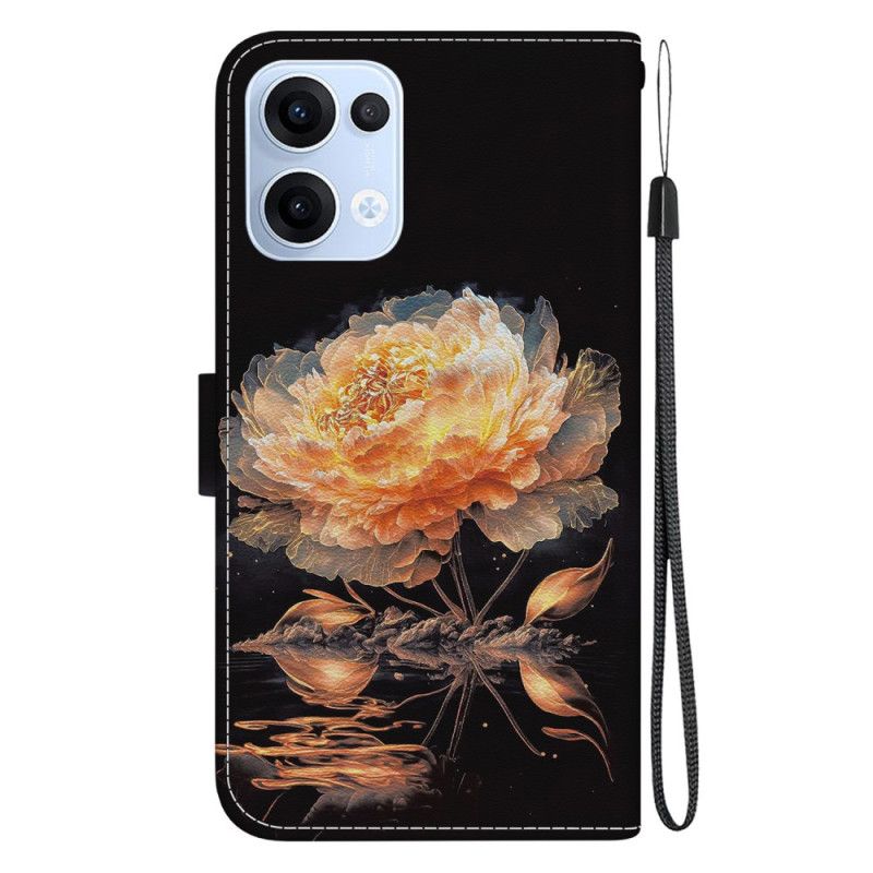 Flip Case Leren Oppo Reno 13 5g Gouden Pioenroos