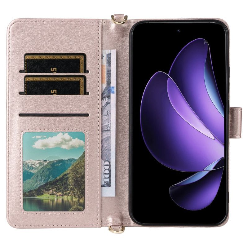 Leren Hoesje Oppo Reno 13 5g Retro Design Met Bandje En Schouderband