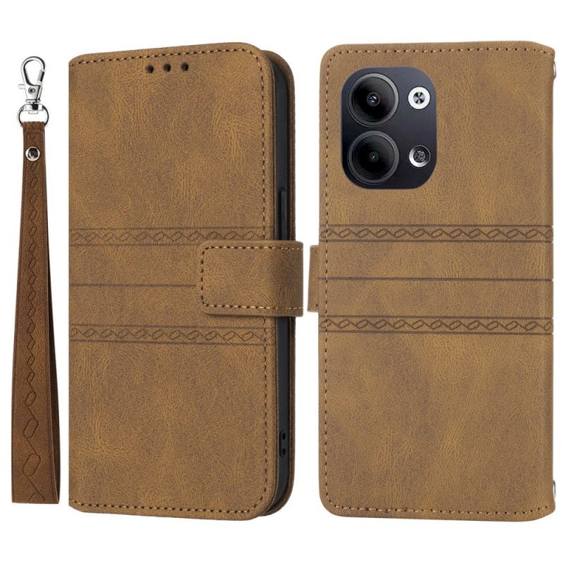 Leren Hoesje Voor Oppo Reno 13 5g Dubbele Fries Met Bandje