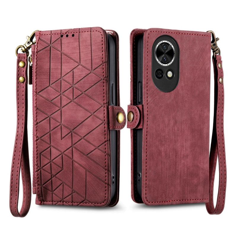 Folio-hoesje Huawei Nova 13 Telefoonhoesje Portemonnee Met Rits En Geometrisch Patroon