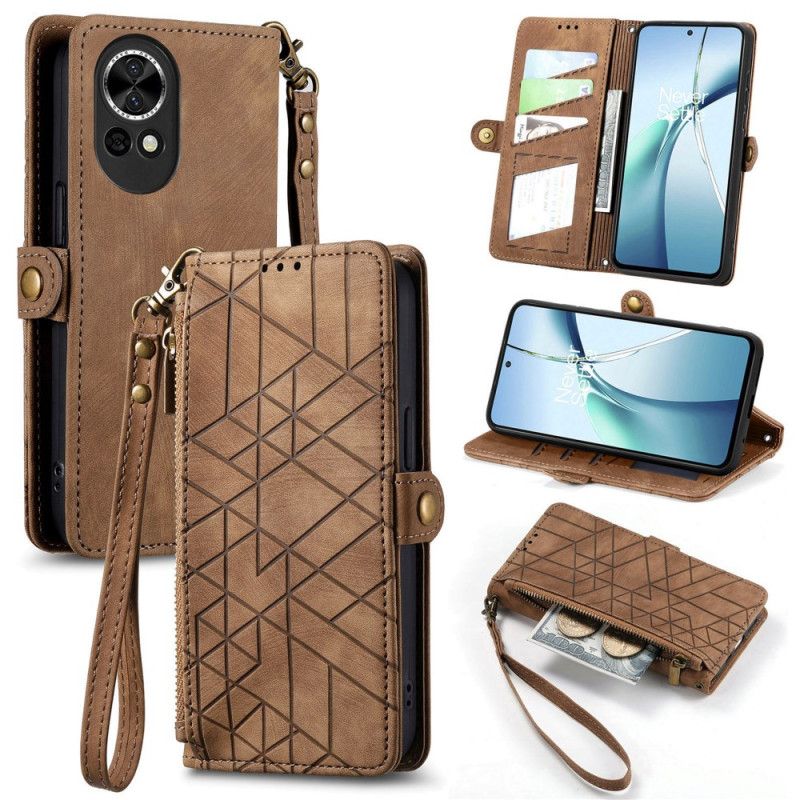Folio-hoesje Huawei Nova 13 Telefoonhoesje Portemonnee Met Rits En Geometrisch Patroon