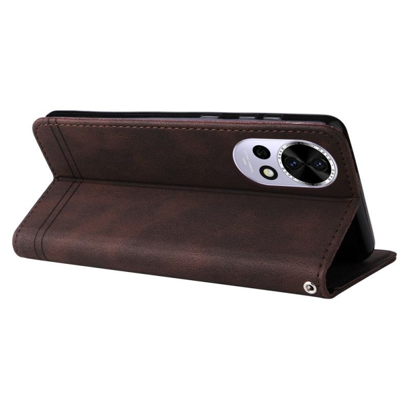 Leren Hoesje Huawei Nova 13 Vintage Klinknagel En Bandje Bescherming Hoesje