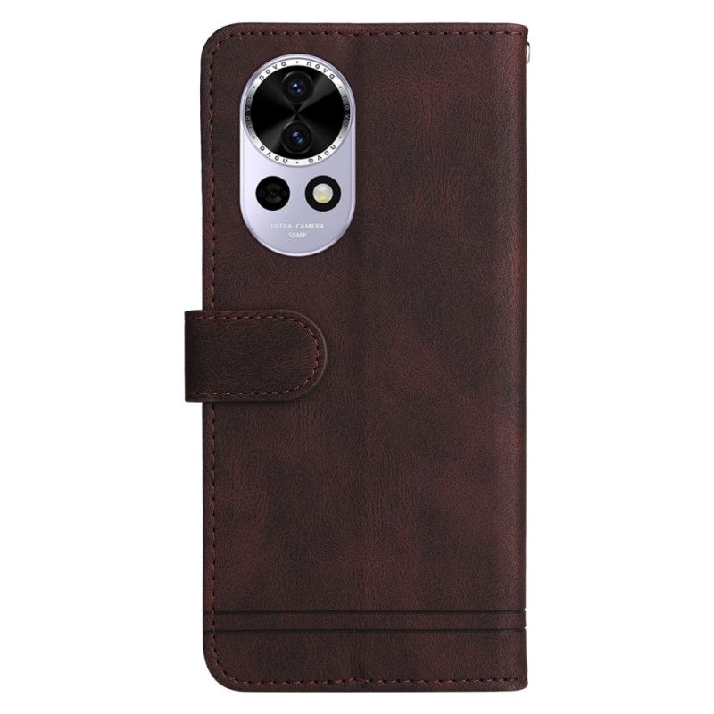 Leren Hoesje Huawei Nova 13 Vintage Klinknagel En Bandje Bescherming Hoesje