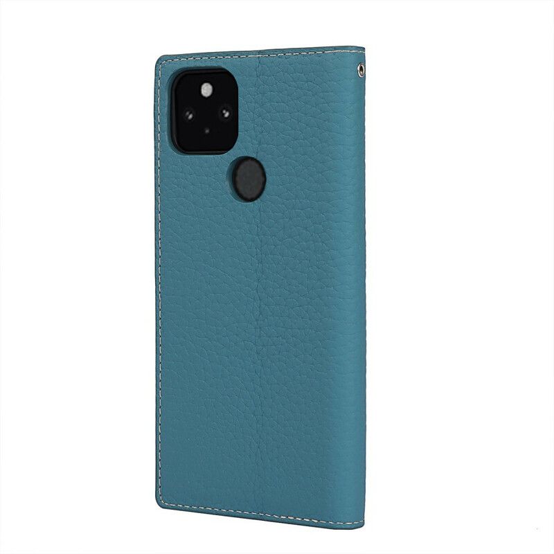 Folio-hoesje Google Pixel 5a 5g Echte Litchi Lederen Band Bescherming Hoesje