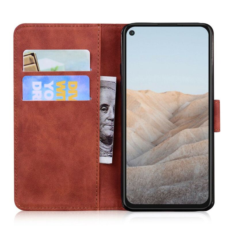 Leren Hoesje Voor Google Pixel 5a 5g Tijger Gezicht Afdrukken