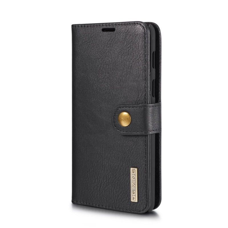 Flip Case Leren OnePlus 6 Grijs Zwart Afneembaar