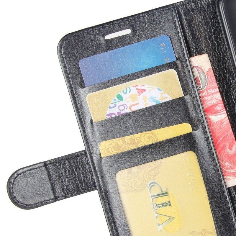 Flip Case Leren OnePlus 6 Wit Zwart Leereffect