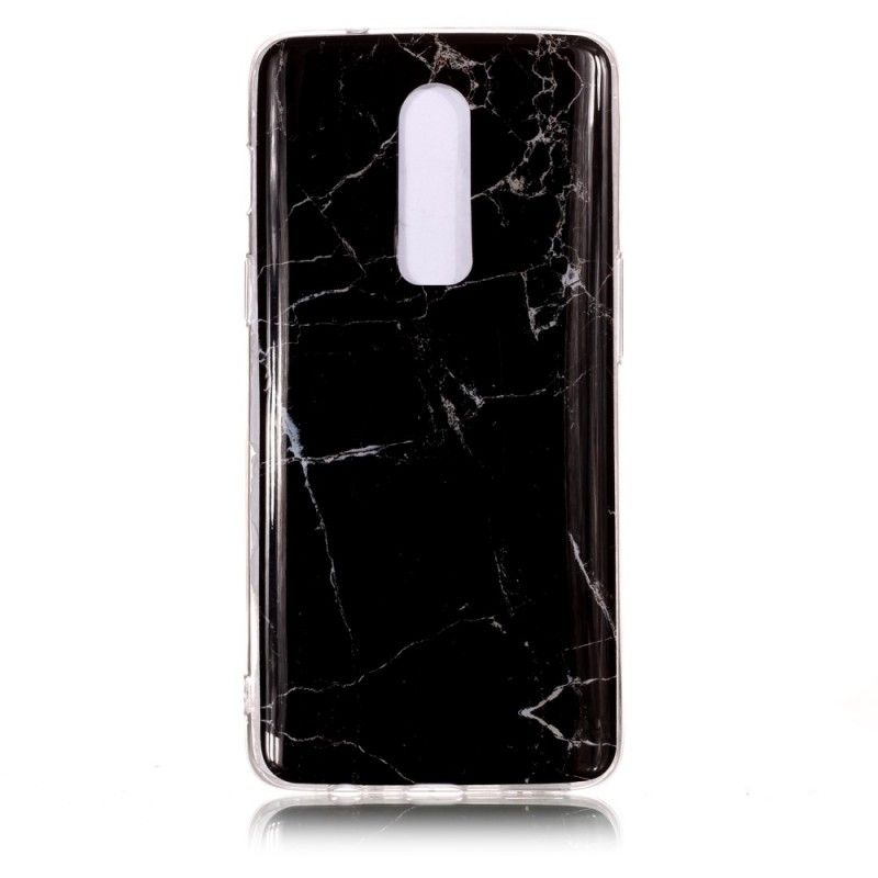 Hoesje OnePlus 6 Wit Zwart Marmer