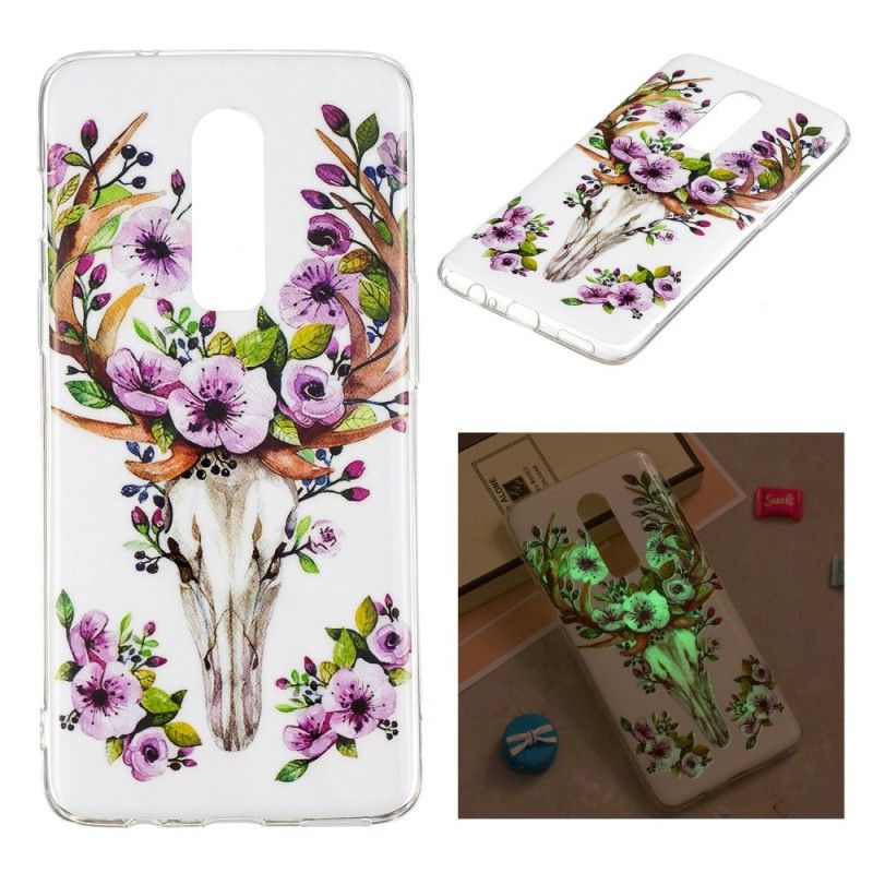 Hoesje voor OnePlus 6 Eland Met Fluorescerende Bloemen