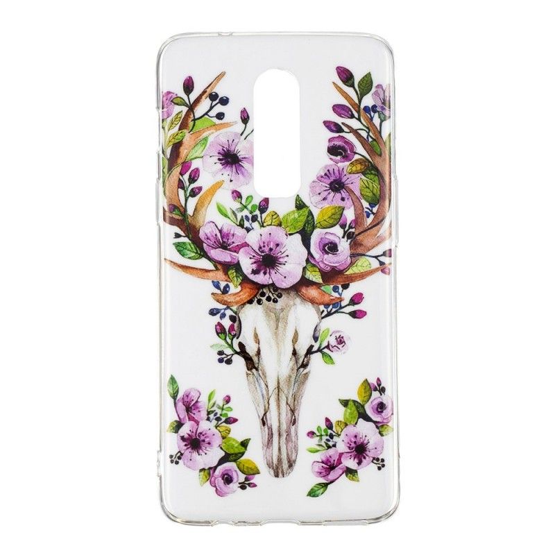Hoesje voor OnePlus 6 Eland Met Fluorescerende Bloemen