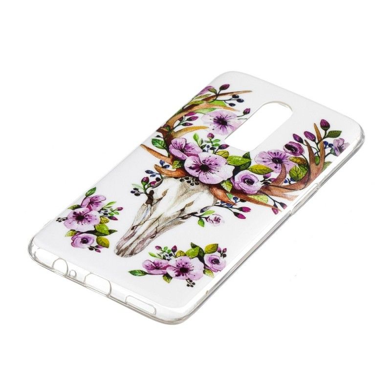 Hoesje voor OnePlus 6 Eland Met Fluorescerende Bloemen