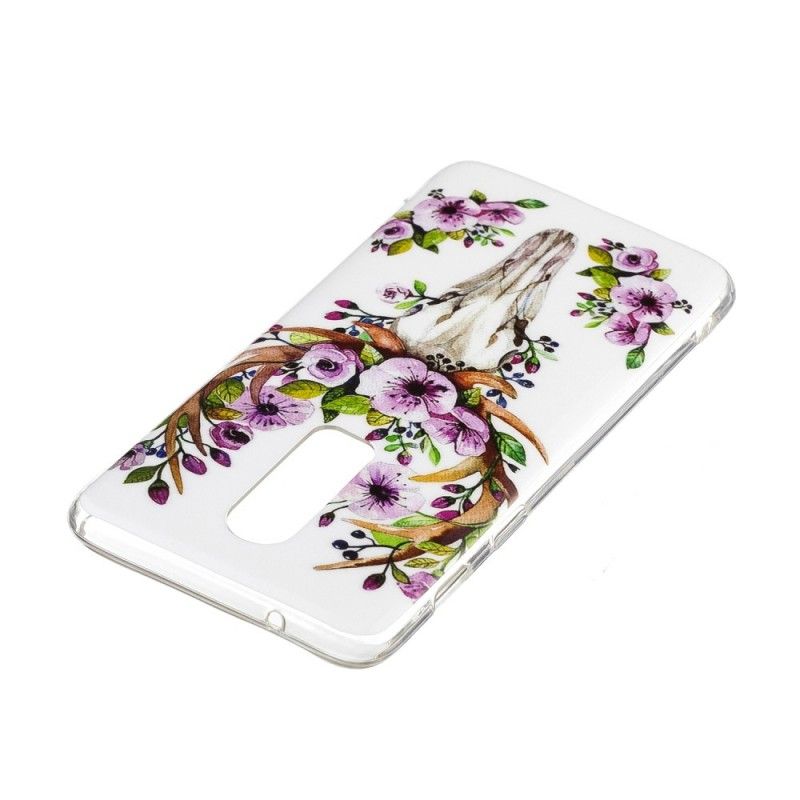 Hoesje voor OnePlus 6 Eland Met Fluorescerende Bloemen