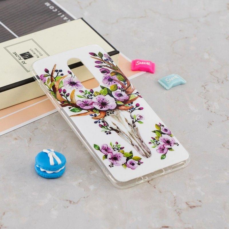 Hoesje voor OnePlus 6 Eland Met Fluorescerende Bloemen