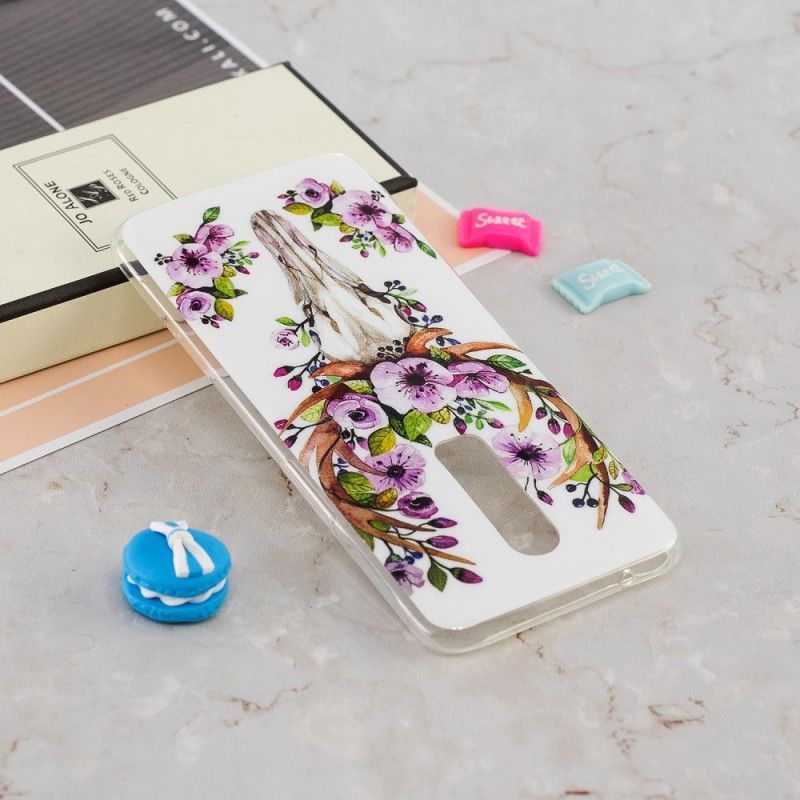 Hoesje voor OnePlus 6 Eland Met Fluorescerende Bloemen