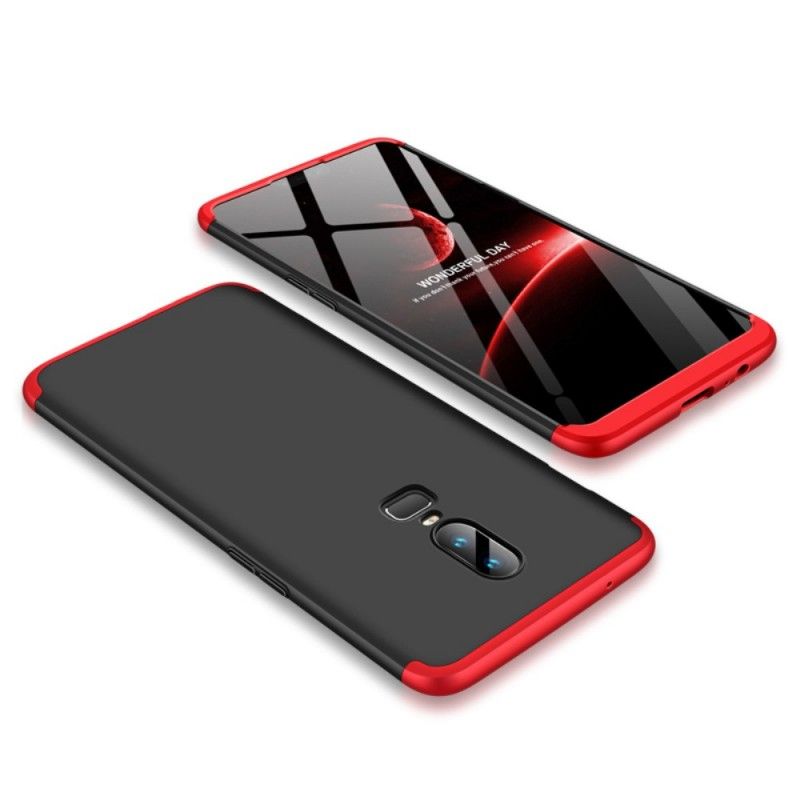 Hoesje voor OnePlus 6 Rood Zwart Afneembare Gkk