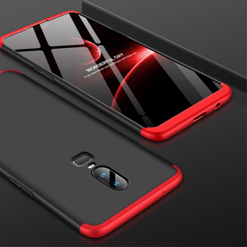 Hoesje voor OnePlus 6 Rood Zwart Afneembare Gkk