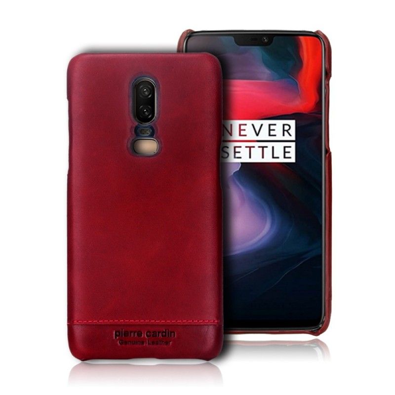 Hoesje voor OnePlus 6 Rood Zwart Pierre Cardin Leer