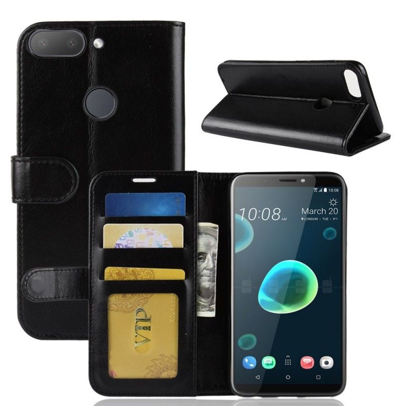 Leren Hoesje HTC Desire 12 Plus Bruin Rood Telefoonhoesje Leereffect