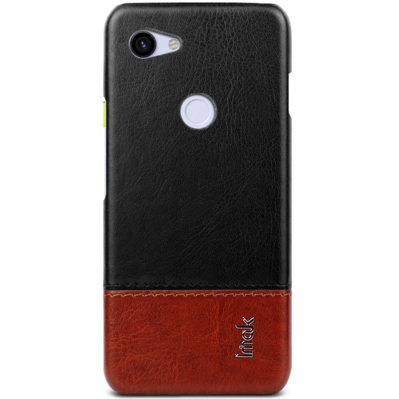 Case Hoesje Google Pixel 3A XL Rood Zwart Telefoonhoesje Imak Ruiyi Serie Leereffect