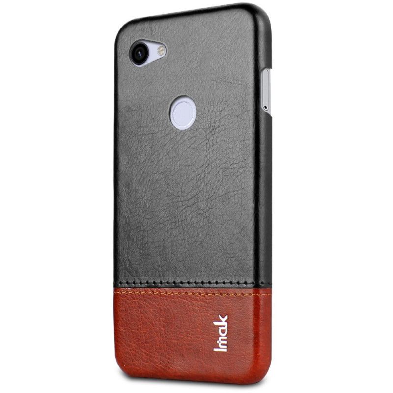 Case Hoesje Google Pixel 3A XL Rood Zwart Telefoonhoesje Imak Ruiyi Serie Leereffect
