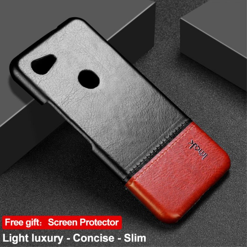 Case Hoesje Google Pixel 3A XL Rood Zwart Telefoonhoesje Imak Ruiyi Serie Leereffect