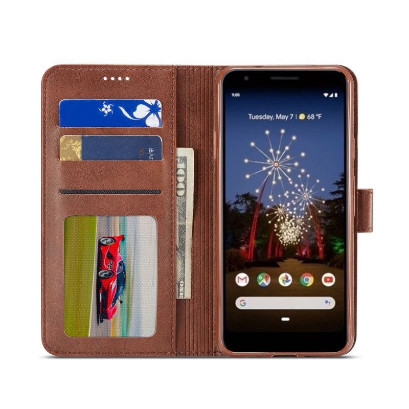 Cover Folio-hoesje Google Pixel 3A XL Magenta Zwart Telefoonhoesje Lc.Imeeke Leereffect