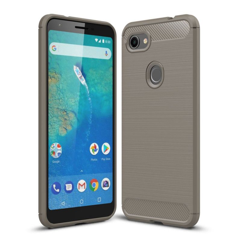 Hoesje Google Pixel 3A XL Rood Zwart Geborsteld Koolstofvezel