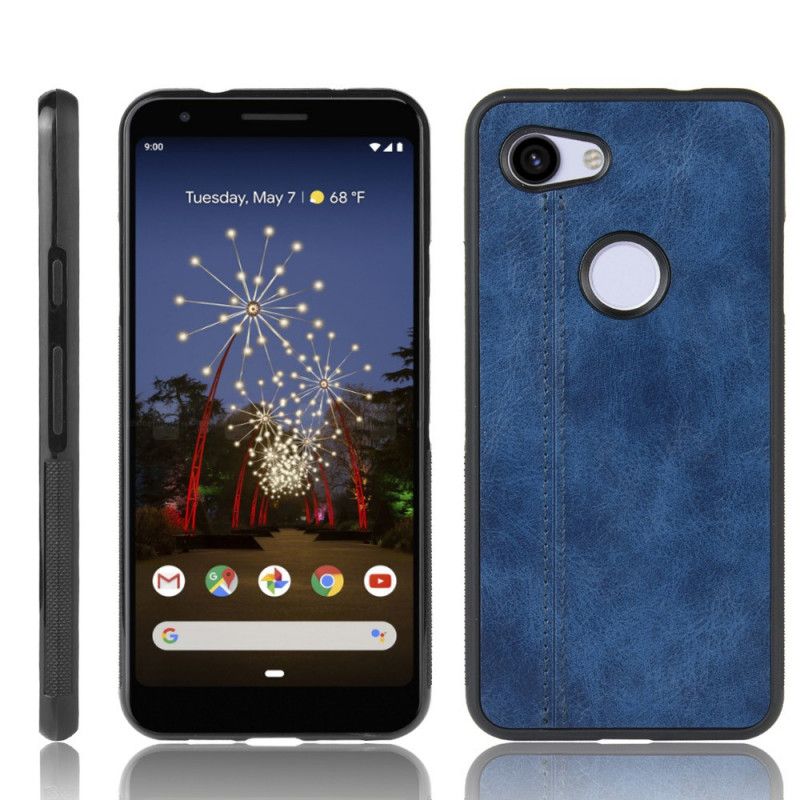 Hoesje Google Pixel 3A XL Rood Zwart Gestikt Leereffect