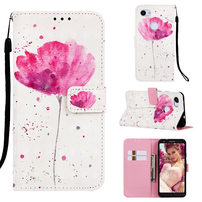 Leren Hoesje Google Pixel 3A XL Aquarel Klaproos