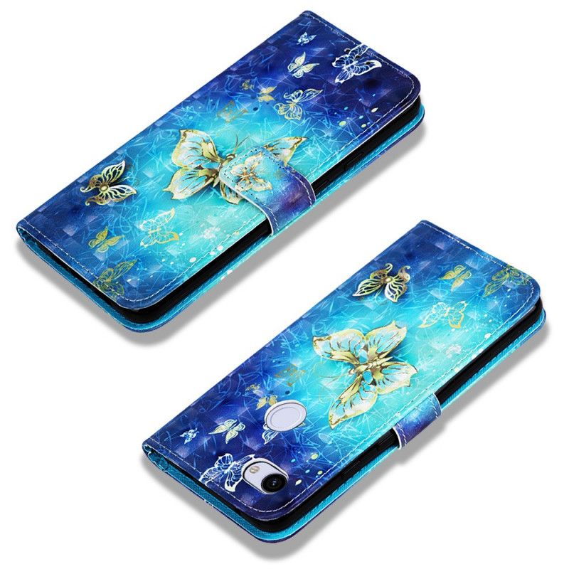 Leren Hoesje voor Google Pixel 3A XL 1001 Gouden String Vlinders