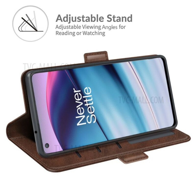 Flip Case Leren Oneplus Nord Ce 5g Klassieke Dubbele Klep