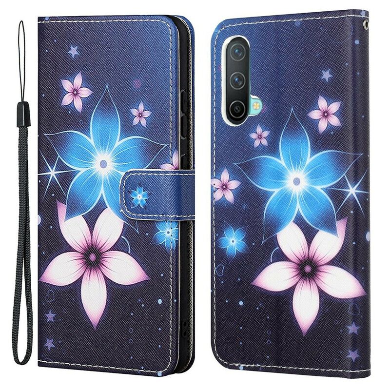 Leren Hoesje Oneplus Nord Ce 5g Lunar Strappy Flowers Bescherming Hoesje