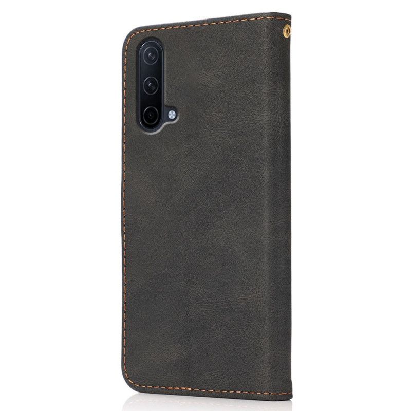 Leren Hoesje Voor Oneplus Nord Ce 5g Tweekleurige Kunstleer Driehoek