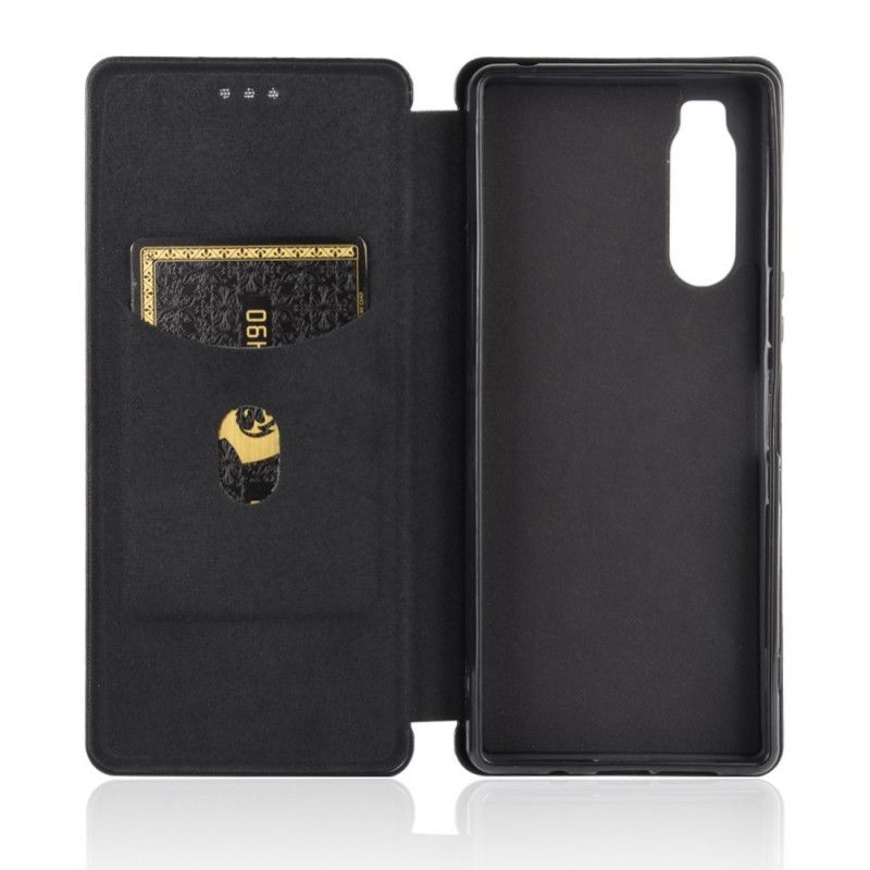 Folio-hoesje Sony Xperia 5 II Oranje Zwart Gekleurde Koolstofsiliconen