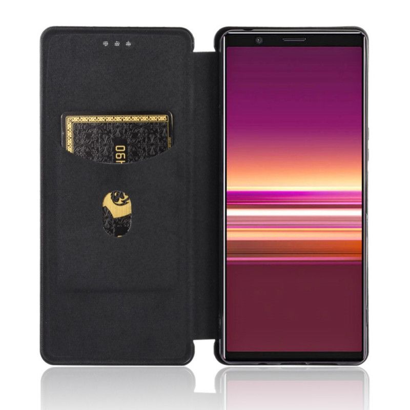 Folio-hoesje Sony Xperia 5 II Oranje Zwart Gekleurde Koolstofsiliconen