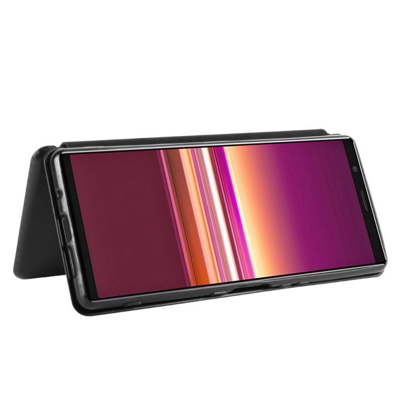 Folio-hoesje Sony Xperia 5 II Oranje Zwart Gekleurde Koolstofsiliconen