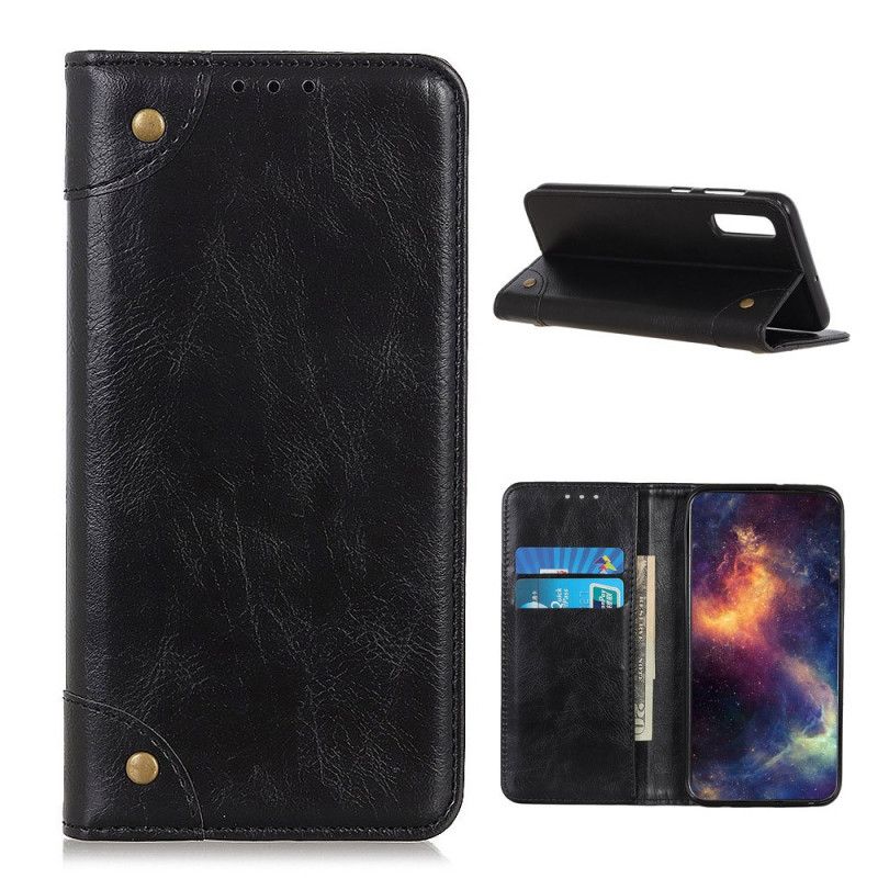Folio-hoesje Sony Xperia 5 II Rood Zwart Telefoonhoesje Vintage Splitleren Klinknagels