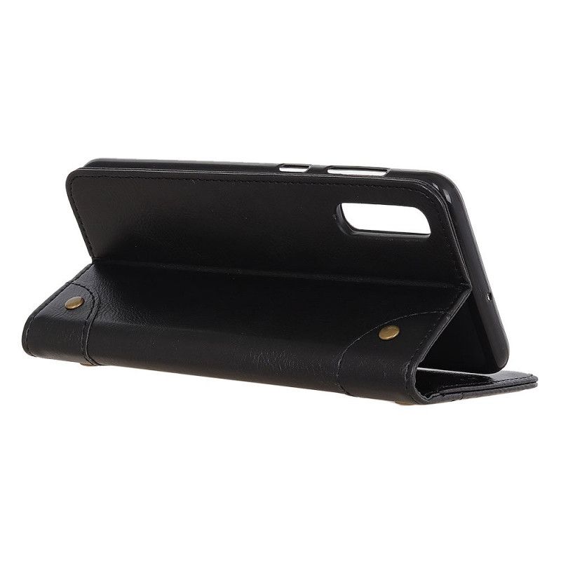 Folio-hoesje Sony Xperia 5 II Rood Zwart Telefoonhoesje Vintage Splitleren Klinknagels