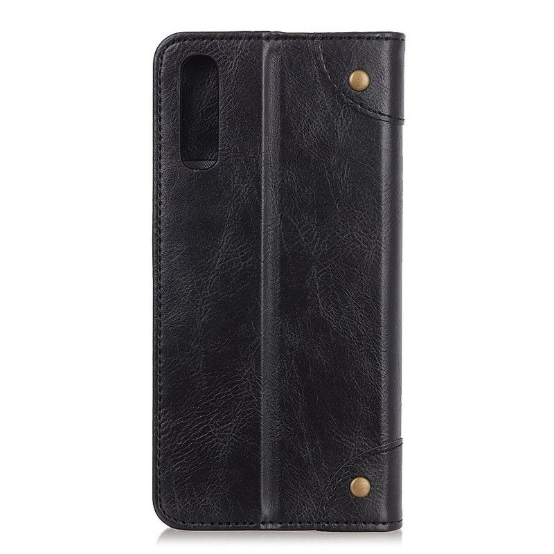 Folio-hoesje Sony Xperia 5 II Rood Zwart Telefoonhoesje Vintage Splitleren Klinknagels