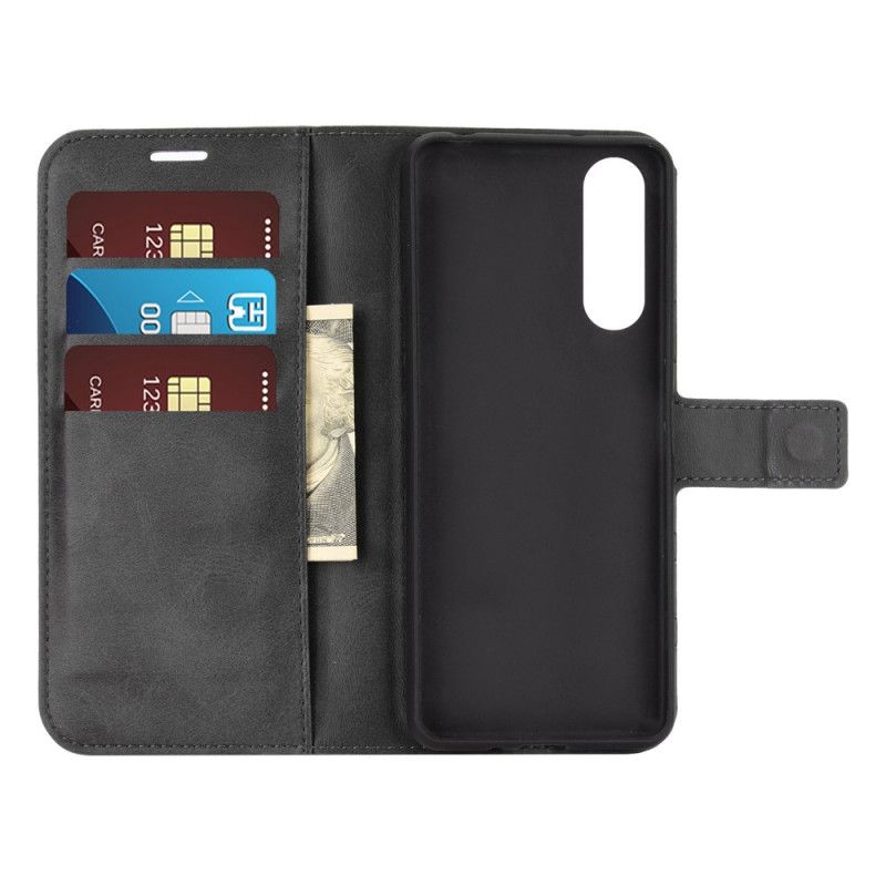 Leren Hoesje voor Sony Xperia 5 II Grijs Zwart Extreem Slank Leereffect