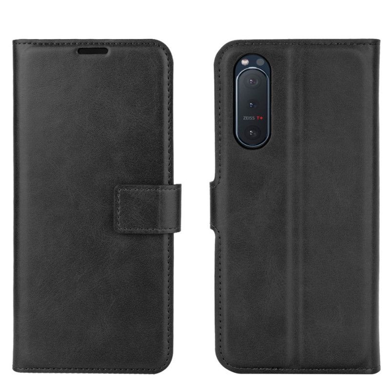 Leren Hoesje voor Sony Xperia 5 II Grijs Zwart Extreem Slank Leereffect