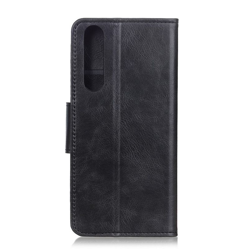 Leren Hoesje voor Sony Xperia 5 II Groen Zwart Omkeerbare Sluiting In Leereffect