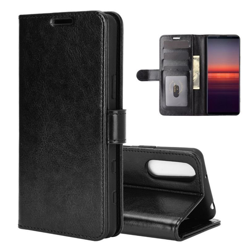 Leren Hoesje voor Sony Xperia 5 II Wit Zwart Ultra Kunstleer
