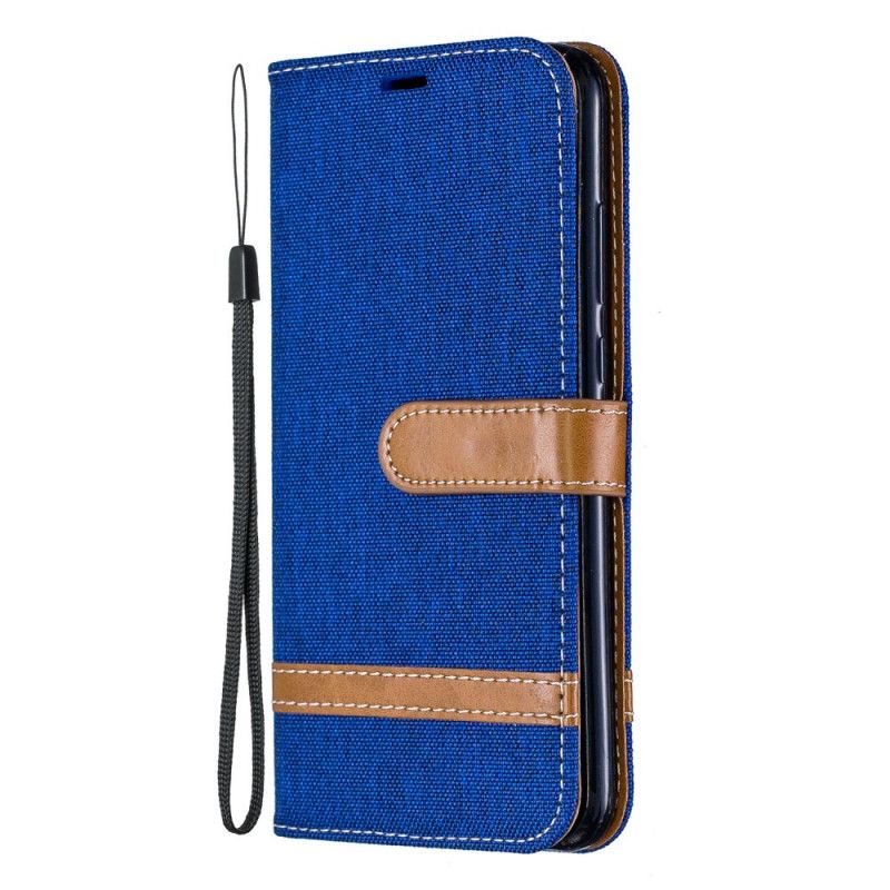 Cover Folio-hoesje Huawei P Smart Plus 2019 Grijs Zwart Telefoonhoesje Stof En Leereffect Met String