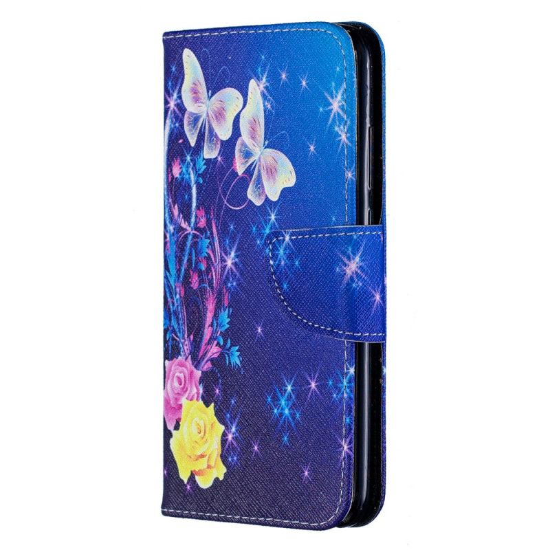 Cover Folio-hoesje Huawei P Smart Plus 2019 Roze Telefoonhoesje Geweldige Vlinders