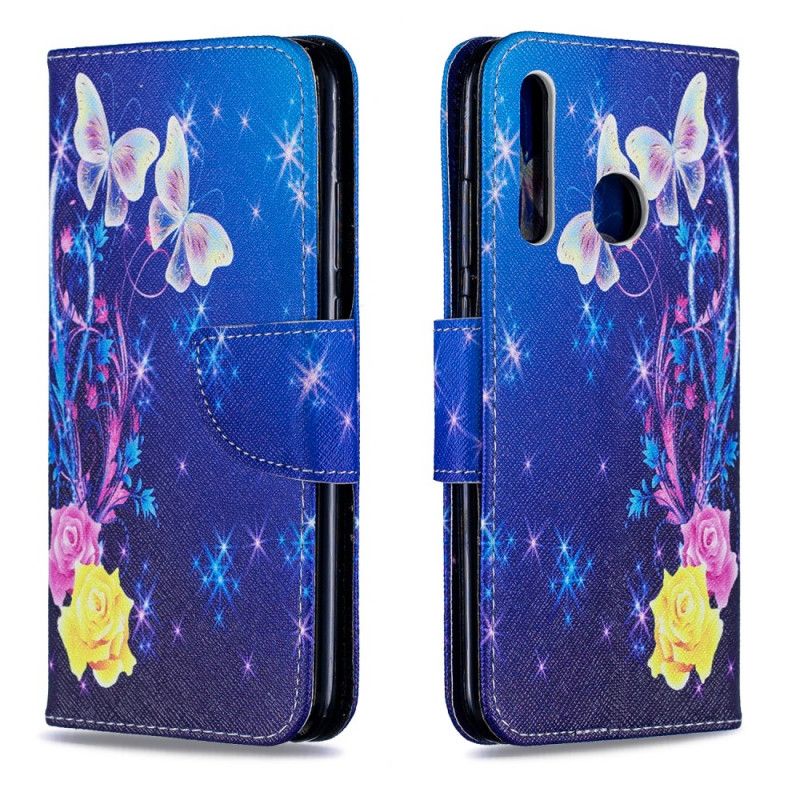 Cover Folio-hoesje Huawei P Smart Plus 2019 Roze Telefoonhoesje Geweldige Vlinders