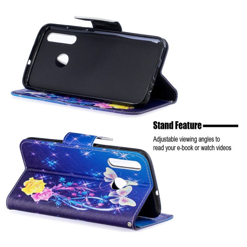 Cover Folio-hoesje Huawei P Smart Plus 2019 Roze Telefoonhoesje Geweldige Vlinders