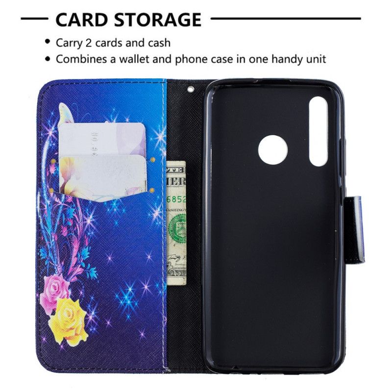 Cover Folio-hoesje Huawei P Smart Plus 2019 Roze Telefoonhoesje Geweldige Vlinders