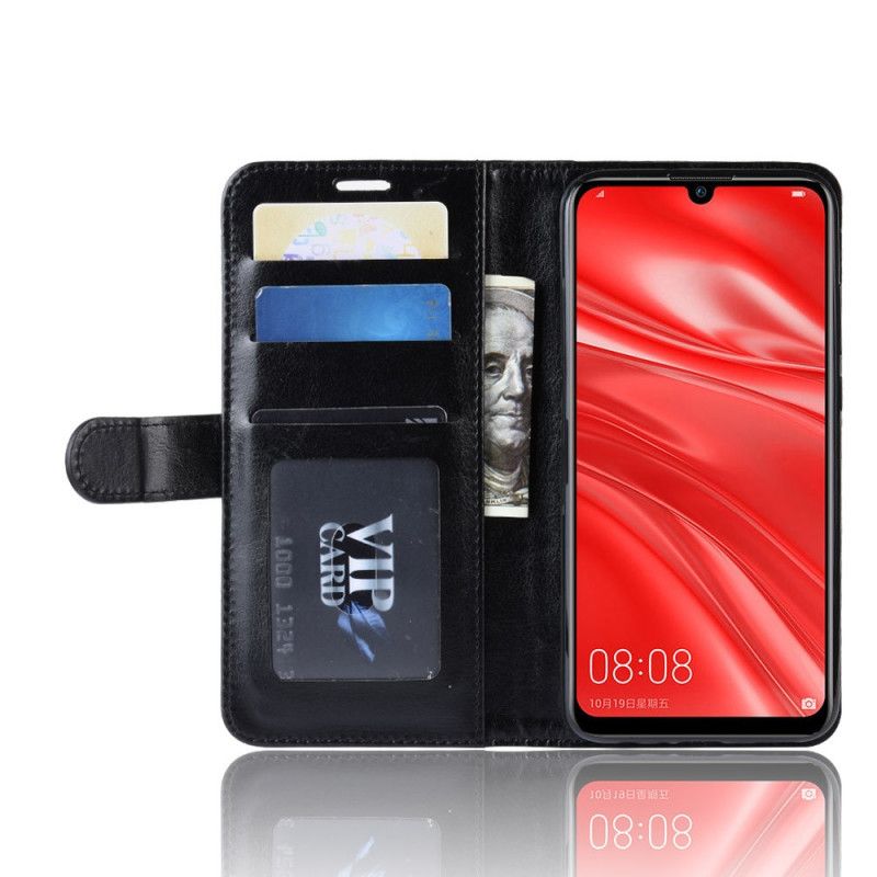 Cover Folio-hoesje Huawei P Smart Plus 2019 Zwart Telefoonhoesje Klassiek Leereffect