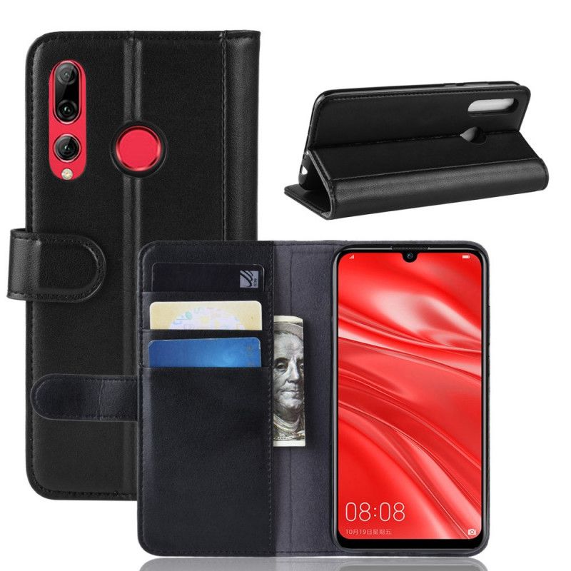 Flip Case Leren Huawei P Smart Plus 2019 Zwart Echt Leer